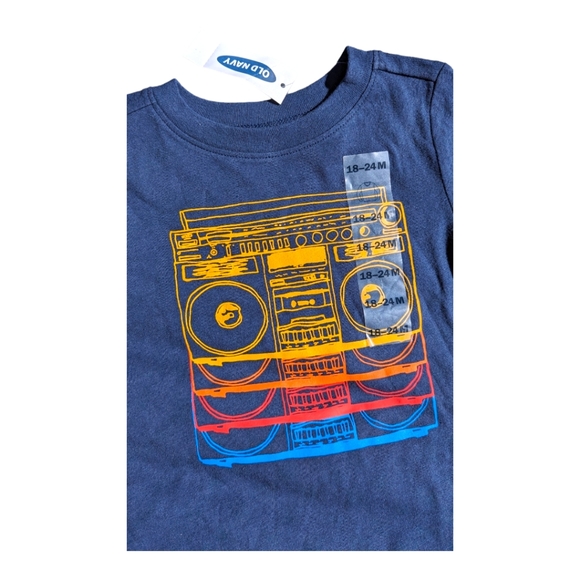 Old Navy Boys 18-24m Blue/Red/Yellow Boombox Long Sleeve Graphic T-shirt - Picture 2 of 5